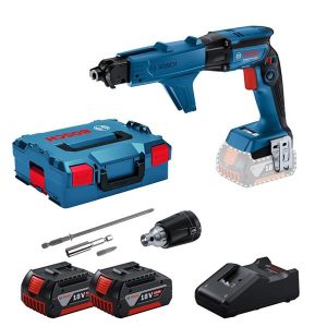 BOSCH GTB 18V-45 18v Brushless Drywall Screwdriver & GMA-55 Colated Attachment in L-Boxx (2x5ah)