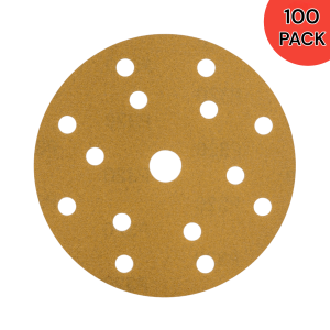 SADU Gold 150mm Velcro Back Sanding Disc G240 15 Holes - 100 Pack