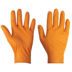 SUPERTOUCH Orange Diamond Grip Nitrile Gloves (Box of 100)