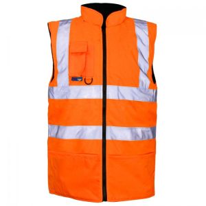 SUPERTOUCH Hi Vis Orange Fleece Lined Reversible Bodywarmer