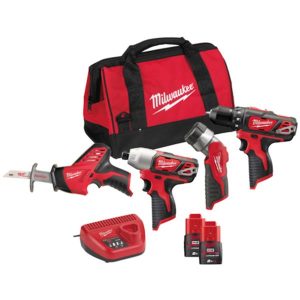 MILWAUKEE M12BPP4A-202B 4 Piece M12 Sub Compact Power Pack (2x2Ah)