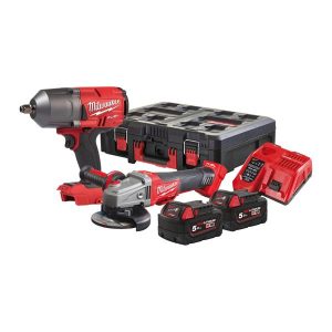 MILWAUKEE M18FPP2BD-502P 18V Wrench and Grinder Power Pack (2x5Ah)