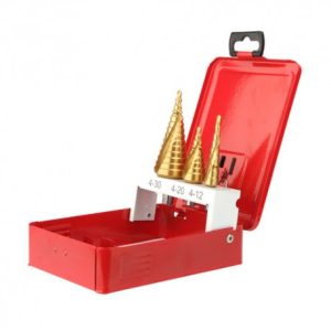 DIAGER 3 Piece 5% Cobalt Step Drill Bit Set - Sizes - 4-12mm - 4-20mm - 4-30mm