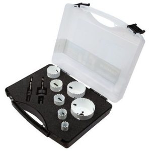 DIAGER 9 PCE Plumber Hole Saw Set Sizes 19-25-32-38-44-57-68MM + 2 Arbor Hex Shank