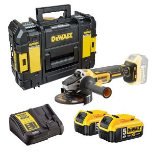 DEWALT DCG405P2T 18v XR 125mm Brushless Angle Grinder in T Stack (2 x 5Ah)