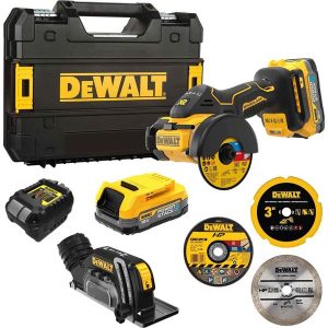 DEWALT DCS438E2T 18V XR Brushless Mini Circular Saw 76mm (2x1.7Ah Powerstack)