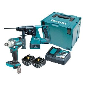 MAKITA DLX2372TJ 18V LXT Twin Kit DTW300Z Impact Wrench & DHR242Z SDS+ Hammer (2x5.0Ah)