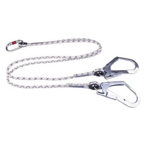 DELTA PLUS Braided Double Lanyard 1.5Mtr C/W 2 Scaff Hooks