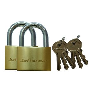 JEFFERSON 60MM TWIN BRASS PADLOCK SET