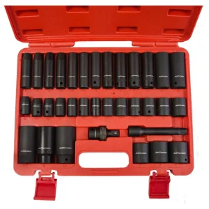 JEFFERSON 34 Piece 1/2" Drive Metric Impact Socket Set