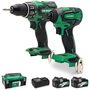 HIKOKI KC18DBFL2 18V 2 Pce Cordless Brushless Kit - Combi Drill & Impact Driver Kit (2x5.0Ah)