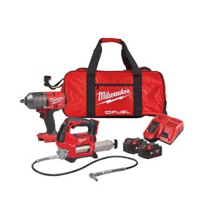MILWAUKEE M18FPP2AI-502B 18V Impact Wrench & Grease Gun Powerpack (2x5.0Ah)