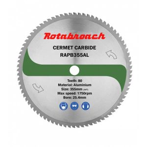 ROTABROACH ALUMINIUM CERMET BLADE 355MM X 25.4MM X 80T RAPB355AL