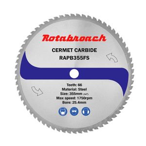 ROTABROACH Mild Steel Cermet Blade 355MM X 25.4MM X 66T