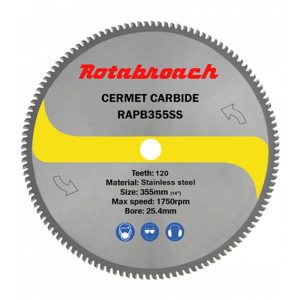 ROTABROACH STAINLESS STEEL CERMET BLADE 355MM X 25.4MM X 120T (RAPB355SS)