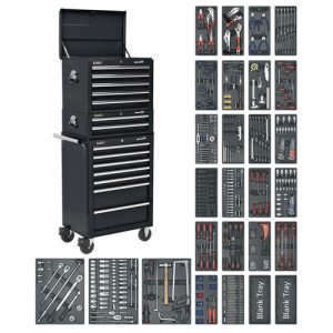 SEALEY Tool Chest Combination 14 Drawer Black With 1179 Piece Tool Kit