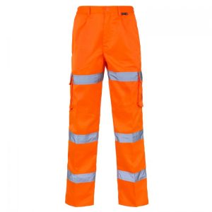 SUPERTOUCH Hi Vis Orange 3 Band Combat Trousers