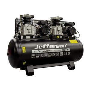 JEFFERSON 270Ltr 2 x 3Hp 10 Bar Tandem Compressor 29.6CFM - 230V
