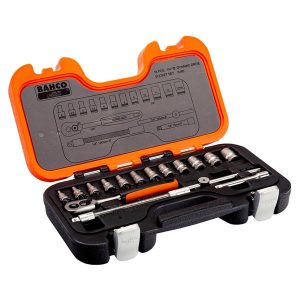 BAHCO S160 16 Piece 1/4" Drive Socket Set with Ratchet & Accessories