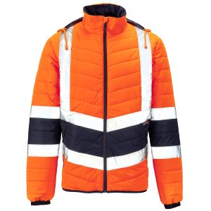 SUPERTOUCH Hi Vis Orange 2 Tone Puffer Jacket