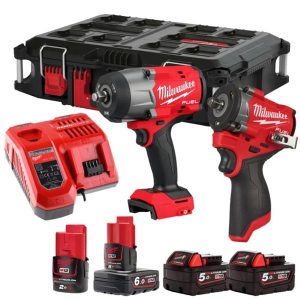 MILWAUKEE M18FPP2AQ2-564P M18 & M12 Brushless Impact Wrench Twin Kit